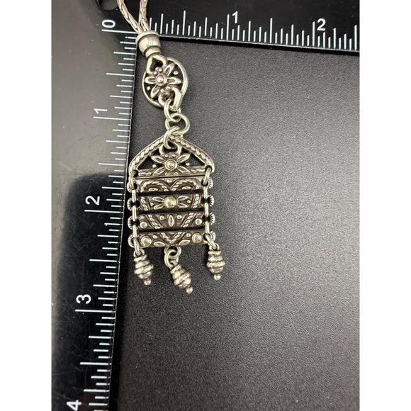 Brighton Home Is Where The Heart Is Necklace Silver Tone Flapper Opera 40" - Picture 4 of 10